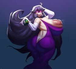 breasts_spilling_out dress dusk_ball hex_maniac huge_ass huge_breasts pokemon pokemon_xy tagme tagme_(artist)