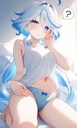 ai_generated below_view blue_eyes blue_hair furina_(genshin_impact) genshin_impact long_hair underwear