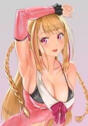 :d armpits arms_up bare_shoulders bikini bikini_top bikini_top_only black_bikini dokiyuri