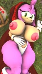 amy_rose big_breasts bluewyvern busty cute laying_down little_red_riding_hood naked sonic_(series) sonic_the_hedgehog_(series)