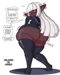 1girls 2024 2d 2d_(artwork) artist_name ass big_ass big_butt bottom_heavy clothed clothed_female clothing dark-skinned_female dark_knight dark_skin english english_text female female_only final_fantasy final_fantasy_xiv huge_ass huge_butt lalafell long_hair mary_muffin_(cobatsart) shortstack simple_shading solo solo_female speech_bubble talking_to_self text the_varking white_background white_hair