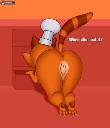 a_hat_in_time anthro anus ass bent_over cat_tail chef_hat cooking_cat cooking_cat_(ahit) filler_shmazman furry pussy tagme tagme_(character)