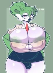 1futa 2024 annoyed areola big_breasts breasts bulge bursting_breasts cleavage clothed clothing dickgirl flaccid futa_only futanari gardevoir generation_3_pokemon glasses green_areola huge_breasts humanoid ineffective_clothing ineffective_skirt mostly_clothed nintendo no_humans overflowing_breasts pokemon pokemon_(species) red_eyes secretary simple_background solo standing stretched_clothing thick_thighs unpleasure_face welwraith wide_hips