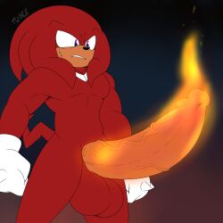 1:1 alternate_version_at_source anthro balls big_balls big_penis black_nose blush bodily_fluids body_blush clothing echidna fire flamez flaming_penis fur genitals handwear handwear_only hi_res huge_balls huge_cock humanoid_genitalia humanoid_penis hyper hyper_balls hyper_genitalia hyper_penis knuckles_the_echidna male male_only mammal monotreme mostly_nude muscular muscular_anthro muscular_male paramount_pictures penis penis_blush penis_on_fire purple_eyes red_body red_fur sega simple_background solo sonic_(series) sonic_the_hedgehog_(film) sonic_the_hedgehog_(series) sweat tail vein veiny_penis