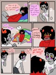 black_eyes black_hair blush cronus_ampora cuntboy cuntboy_sans_balls fluffy_hair flustered grey_skin herm hermaphrodite homestuck homestuck_troll horns intersex kankri_vantas male maleherm masturbation mcsiggy moaning multi_genitalia opening_legs penis pussy sitting_on_floor unusual_genitalia vibrator vibrator_in_pussy walking_in_on