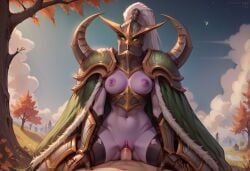 1boy 1boy1girl 1girls absurd_res ai_generated anaslex armor athletic_female big_breasts blizzard_entertainment breasts cape colored_sclera cowgirl_position exposed_breasts fit_female fur_trim green_eyes green_sclera grool helmet heroes_of_the_storm hi_res large_breasts looking_at_viewer maiev_shadowsong male night_elf pauldrons penetration penis pov purple_skin pussy pussy_juice sex shoulder_pads thigh_boots thighhighs vaginal_penetration warcraft warcraft_3 world_of_warcraft