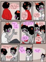 after_sex black_eyes black_hair comic cronus_ampora dressed grey_skin homestuck homestuck_troll kankri_vantas male mcsiggy moaning msciggy penetration purple_penis red_penis rubbing_penis unusual_genitalia