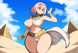 ai_generated cameltoe costume desert egyptian_clothes female large_breasts mullon naruto naruto_(series) naruto_shippuden novelai revealing_clothes sakura_haruno sakura_haruno solo thick_thighs