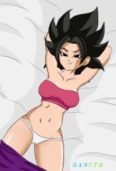 black_hair caulifla caulifla_(dragon_ball) down dragon_ball dragon_ball_super panties saiyan saiyan_girl tomboy underwear universe_6 universe_6_girls