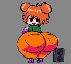 athiccartist big_ass cat_mouth d-side_girlfriend friday_night_funkin friday_night_funkin_(d-side) friday_night_funkin_mod girlfriend_(friday_night_funkin) green_jacket orange_hair orange_pants purple_shirt purple_shoes speaker tagme