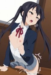 ai_generated azusa_nakano_(k-on!) blush female_only fingering fingering_pussy fingering_through_clothes fossillight k-on! masturbating masturbating_with_table moaning moaning_in_pleasure moans nipples orgasm orgasm_denial petite pussy rubbing_pussy saliva school_uniform table_humping table_sex tiny_breasts twintails