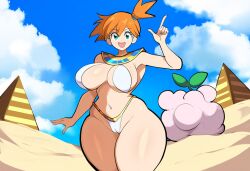 ai_generated costume desert egyptian_clothes female kasumi_(pokemon) large_breasts mullon novelai pokemon revealing_clothes solo thick_thighs