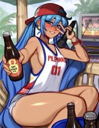 1girls ass beer big_ass big_breasts big_thighs blue_eyes blue_hair blush blushypixy blushyspicy breasts cyan_eyes cyan_hair female female_only filipina_miku filipino_female hatsune_miku huge_ass huge_thighs latin_american_hatsune_miku_(meme) long_hair looking_at_viewer shorts sideboob solo tagme thick_hips thick_thighs thighs twintails vocaloid