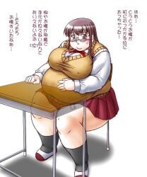 bbw breasts girl_with_glasses harumi_kaneda plus_size stuck_in_chair