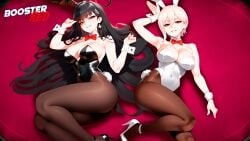 ai_generated alice_nakiri ass blue_archive boosterred99 bowtie bunny_tail casino fake_animal_ears food_wars large_breasts leotard nakiri_alice pantyhose playboy_bunny playboy_bunny_leotard rabbit_ears rio_(blue_archive) rio_tsukatsuki_(blue_archive) seductive seductive_look seductive_smile shokugeki_no_souma stable_diffusion