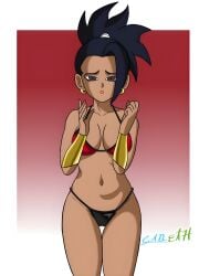 1girls bikini brown_skin brown_skinned_female dragon_ball dragon_ball_super female female_only kale kale_(dragon_ball) saiyan saiyan_girl solo swimsuit