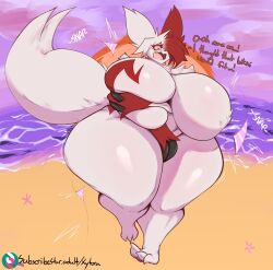 big_breasts bikini breasts cleavage female furry huge_breasts pokemon pokemon_(species) thick_thighs wide_hips xytora zangoose