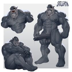 1:1 abs balls bara biceps big_cock big_penis bodily_fluids cock dark-skinned_male dark_skin genital_fluids genitals grey_body grey_skin hi_res humanoid humanoid_pointy_ears leaking_precum male male_only muscular muscular_humanoid muscular_male muscular_thighs naked naked_male nipples nude nude_male orc orc_male pecs penis pointy_ears precum solo solo_male suchmim testicles vein veiny_penis yaoi