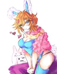 breasts bunnysuit ginger_hair original_character plushie sfw