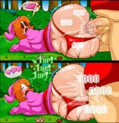 <3 1boy 1girls 1up anal anal_sex big_ass bimbo bubble_butt comic female female_focus heart human kogeikun male mammal mario mario_(series) nintendo penetration penis shy_gal straight super_mario_bros. unseen_male_face video_games