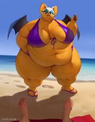 1girls anthro bbw beach bikini fat_arms fat_thighs female female_only huge_breasts huge_thighs morbidly_obese morbidly_obese_anthro morbidly_obese_female overweight overweight_female rouge_the_bat solo solo_female sonic_(series) standing totesfleisch8