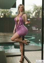 3d blonde_hair heels karfex regina_(karfex) skimpy solo_female tagme wine wine_glass