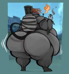 1boy ass backburner belly belly_overhang breasts cigarette fat fire flame flamethrower hips hyper_ass hyper_belly large_ass male male_focus male_only moobs nude nude_male overweight overweight_male robot robot_boy robot_humanoid smoke smokey_blokey stomach team_fortress_2 thick_thighs thighs valve weapon weight_gain wide_hips yellow_sclera
