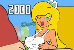 1boy 1girls animated blonde_hair bottomless breasts duo female hair human koopa koopa_girl long_hair male mario_(series) minus8 minus8_(smb_enemies) nintendo noko_(minus8) open_mouth paizuri paizuri_under_clothes penis sex straight super_mario_bros. tank_top