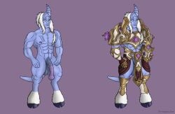 absurd_res animal_genitalia animal_penis armor balls blizzard_entertainment clothed clothing confident draenei equine_genitalia equine_penis genitals hi_res hooves horn male muscular naughty_ram paladin penis sheath skimpy vein warcraft