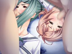 blowjob brown_eyes corrupted corruption game_cg gentle_sasaki green_hair hayami_arisu kansen_(series) kansen_2 nagasaki_chihiro