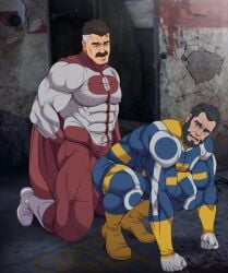 balls bara beard boner costume erection erection_under_clothes facial_hair gay invincible male male_only moustache muscles muscular nolan_grayson omni-man penis ryans the_immortal