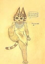 angry animal_crossing ankha ankha_zone_(meme) anthro felid feline foot_fetish imminent_death pussy stepping terminatormkii traditional_media_(artwork)