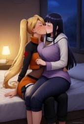 girls_only hyuuga_hinata lesbian_kiss naruko naruto_(series) sexy_bitchs