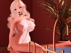 bathtub blonde_hair blue_eyes second_life solo_female towel_only zallaria zally