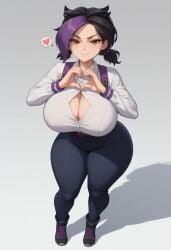 ai_generated big_ass big_breasts big_thighs cleavage_window heart heroes_envel kira_(heroes_envel) purple_hair