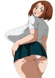 boku_no_hero_academia clothed huge_breasts large_ass my_hero_academia ochako_uraraka panties sacaprico sagging_breasts skirt upskirt