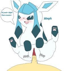 1boy 1girls ass blue_fur blue_sclera blush eeveelution english_text female female_penetrated generation_4_pokemon glaceon hi_res looking_at_viewer male male/female nintendo nude open_mouth penetration penis pokemon pokemon_(species) pov pussy sex tagme vaginal_penetration vaginal_sex white_fur