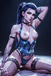 ai_generated breasts fishnet_legwear lingerie overwatch topless widowmaker