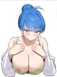 1girls adult adult_female areola_slip areolae areolae_slip bare_chest bare_hands bare_nipples bare_shoulders bare_skin blue_eyebrows blue_hair blue_hair_female blunt_bangs blush blush_face blush_lines blushed_face blushing_at_viewer blushing_face blushing_female bra breasts bust_cup busty busty_female busty_girl cleavage collarbone dot_nose exposed_breasts exposed_chest exposed_nipples exposed_shoulders exposed_skin exposed_tits exposing exposing_breasts exposing_chest exposing_nipple exposing_self eyebrows_visible_through_hair fair_skin female female_focus female_only fingernails fingers frown frown_eyebrows frowning frowning_at_viewer green_bra green_underwear hair_bun hand_on_breast hand_on_chest hand_on_own_breast hand_on_own_chest hands_on_breasts hands_on_chest hands_on_own_breasts hands_on_own_chest high_resolution highres large_breasts light-skined_female light-skinned light-skinned_female light_skin light_skin_female light_skinned light_skinned_female looking_at_viewer mature mature_female nipple_slip nipples original original_art original_artwork original_character pout pouting pouting_at_viewer pouting_lips pouty pouty_lips purple_eyes purple_eyes_female ribbon_bra short_hair shoulders showing_breasts showing_chest showing_nipple simple_background smooth_skin solo suckable_nipples twin_(tt_lsh) uncensored uncensored_breasts uncensored_nipples underwear upper_body white_background