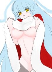 big_breasts blue_hair lobotomy_corporation pull_up queen_of_hatred ten_oekaki xmas yellow_eyes