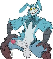 1boy 1robot analog_horror animatronic animatronic_male anthro anthro_male anthro_only balls big_cock big_penis blue_fur bon_(showstoppers_incorporated) bon_(the_walten_files) bunny circumcised cum cumdrip digital_drawing_(artwork) digital_media_(artwork) enormous_penis erection fit fit_male fur furry furry_male furry_only genitals gigantic_penis hands_on_legs huge_cock lagomorph large_cock large_penis long_penis male male_only mammal mechanical mechanical_arms mechanical_legs miharushoka no_females open_mouth penis pink_penis_tip precum precum_string rabbit robot sharp_teeth showstoppers_incorporated sitting sketch skinny_waist solo solo_male testicles the_walten_files thick_penis veiny_penis white_background yellow_eyes yellow_sclera