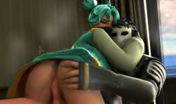 bedroom_incest bottomless cowgirl_position daigo_(fortnite) fortnite incest jade_(fortnite) penetration