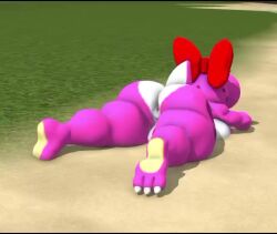 1girls 3d 3d_animation anthro anus ass backboob beach birdo birdo_(character) bow feet female female_only huge_ass lying lying_down mario_(series) nintendo nipples no_sound pussy shaking_ass shaking_butt shaking_head solo tagme tail video