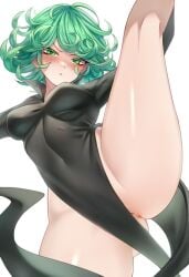 2d 2d_(artwork) 6yoshi9 bludh blush eyes green_eyes green_eyes_female green_hair green_hair_female hair looking_at_viewer partially_nude tatsumaki watermark white_background