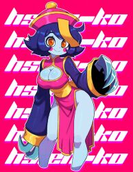 1girls blue_skin breasts capcom champchidi chinese_clothes cleavage darkstalkers hat hsien_ko jiangshi lei-lei lei_lei no_pants purple_hair thighs wide_hips