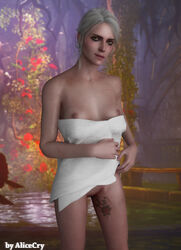 3d alicecry cd_projekt_red ciri female tagme the_witcher_(series) the_witcher_3:_wild_hunt white_hair