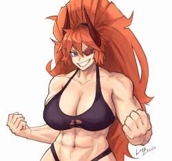 1animal :d abs big_breasts black_panties black_tank_top blue_eyes commission enormous_breasts eyepatch fangs fit fit_female flexing flexing_arms flexing_bicep ginger ginger_hair grin hands_on_hips hips horns huge_breasts large_breasts lazy_ikeda looking_at_viewer muscular muscular_female panties plump ponytail sharp_teeth smile solo strong strong_woman tank_top team_fortress_2 tf2 tummy upper_body wide_hips zesty_(zestyjesus) zestyjesus