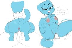 2019 3_toes ambiguous_form anthro anthro_penetrated anus areola balls black_eyebrows black_eyes black_text blue_body blue_ears blue_fur blue_pussy blue_tail blush blush_lines bottomwear breasts cartoon_network clitoris clothed clothing cum_inside dedreds dialogue domestic_cat dress_shirt duo english_text explicitly_stated_consent eyebrows eyelashes faceless_character faceless_male feet felid feline felis female female_anthro female_focus female_penetrated fur genitals grey_bottomwear grey_clothing half-closed_eyes humanoid_genitalia humanoid_penis humanoid_pussy looking_down male male/female male_penetrating male_penetrating_female mammal markings medium_breasts moan narrowed_eyes navel nicole_watterson nipples onomatopoeia open_clothing open_mouth open_shirt open_topwear partially_clothed partially_clothed_anthro partially_clothed_female paws penetration penile penile_penetration penis penis_in_pussy pink_anus pink_areola pink_clitoris pink_inner_pussy pink_nipples pink_nose plap pubes pussy rear_view sequence sex shirt small_waist solo_focus sound_effects speech_bubble stuttering tail talking_to_another talking_to_partner text the_amazing_world_of_gumball thrusting toes topwear vaginal_penetration whisker_markings white_clothing white_shirt white_topwear