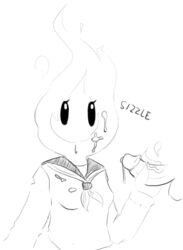 bad_idea balls breasts cum cum_on_face elemental english_text eyelashes faceless_male female fire fire_elemental fuku_fire handjob humanoid_penis male mouthless penis rawlewd schoolgirl solo_focus text undertale uniform video_games