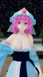 3d breast cleavage female fgh098765 short_hair touhou yuyuko_saigyouji